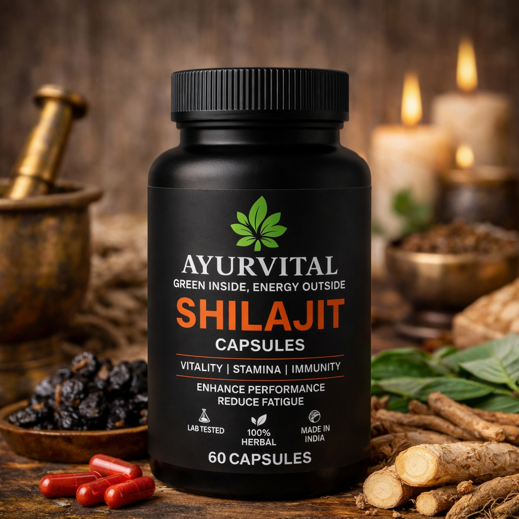 Ayurvedic Shilajit Capsules By Ayurvital - 60 Caps